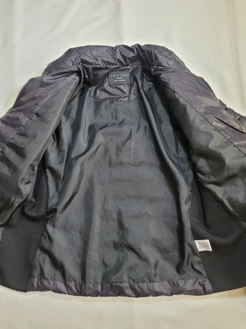 Love Tree Womens Quilted Puffer Jacket Full Zip Black Medium Streetwear